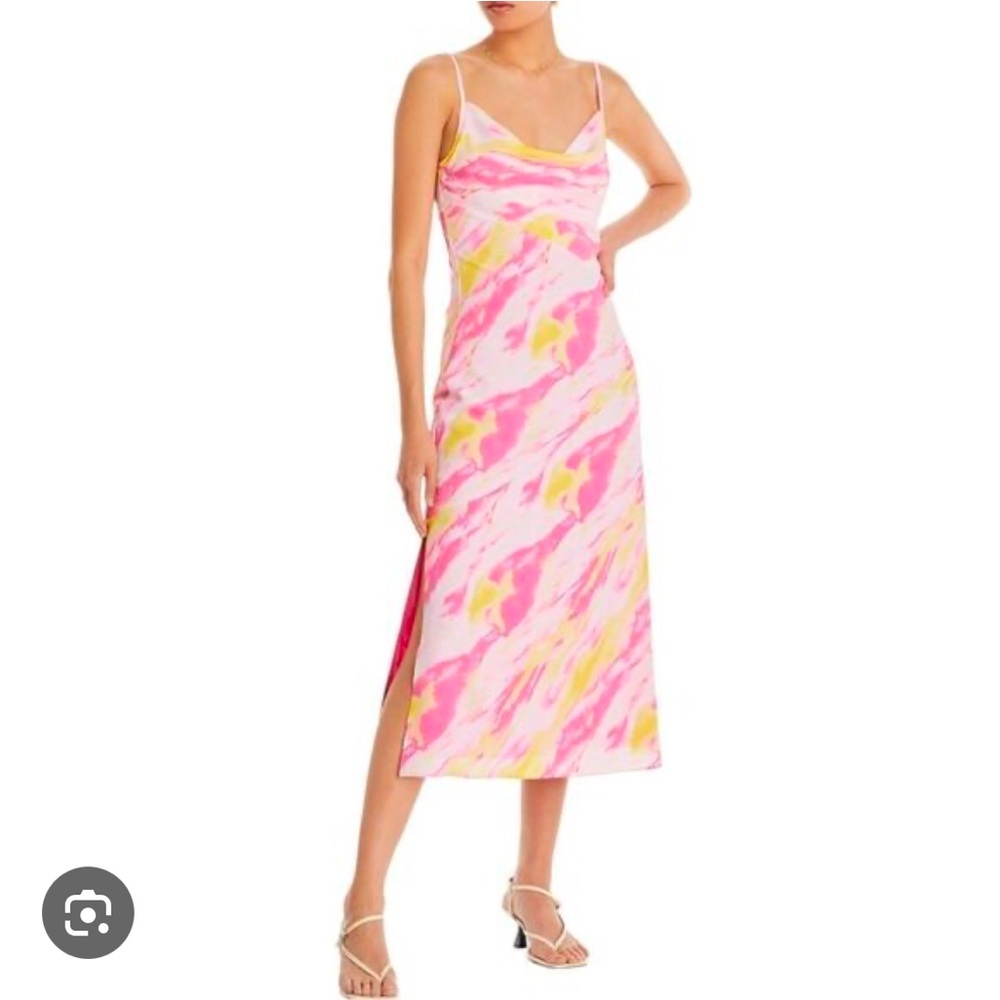 NWT Aqua Pink and Yellow Y2K-Style Slip Midi Dress